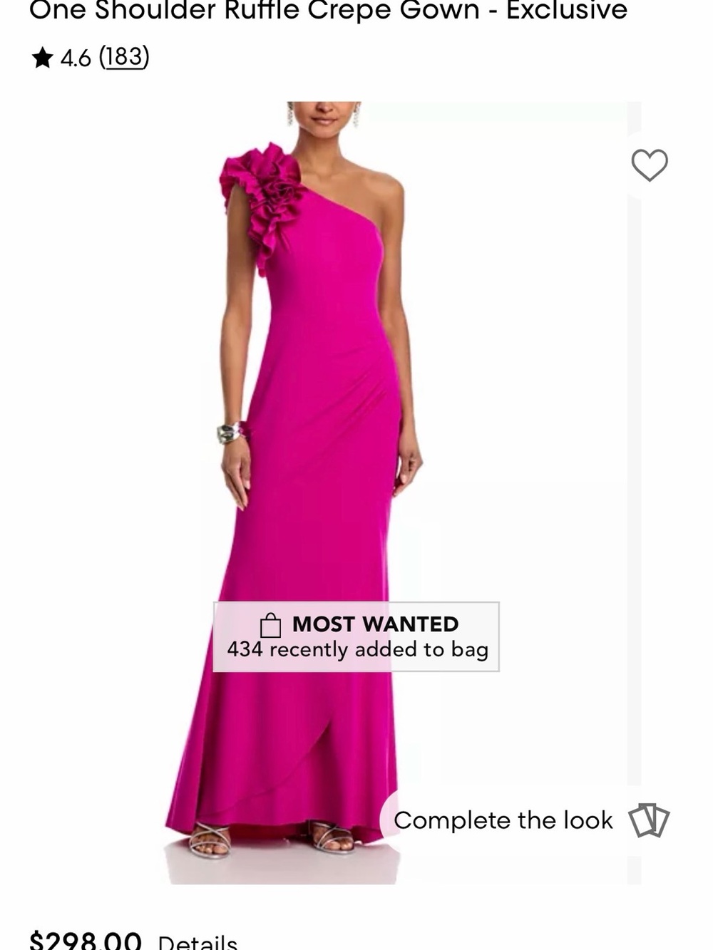 Aqua One-Shoulder Ruffle Gown in Hot Pink